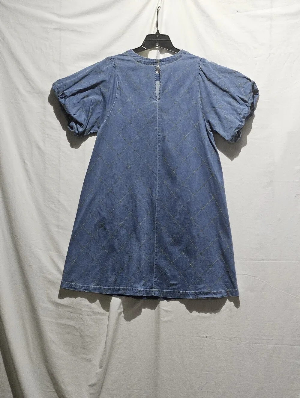 Umgee Denim Blue Short Sleeve Shift Dress With Pockets - Picture 3 of 8
